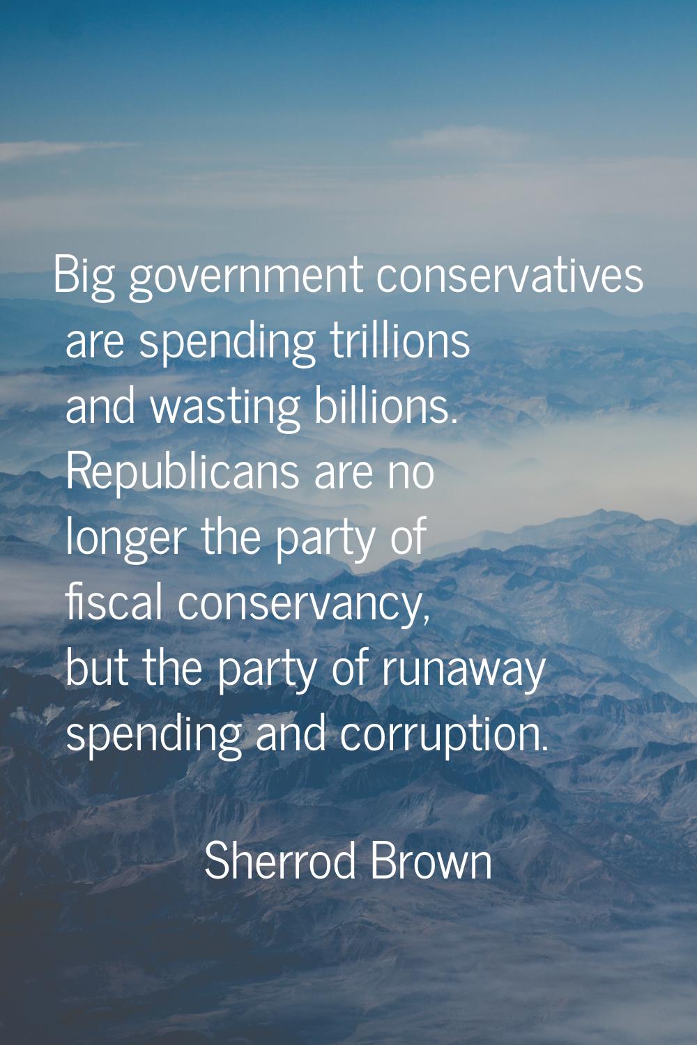 Big government conservatives are spending trillions and wasting billions. Republicans are no longer