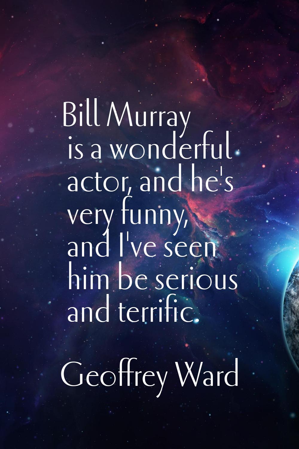 Bill Murray is a wonderful actor, and he's very funny, and I've seen him be serious and terrific.