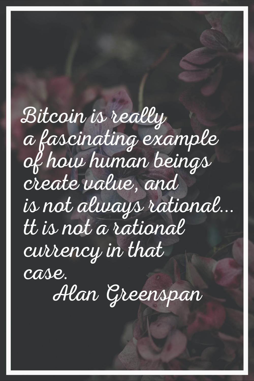 Bitcoin is really a fascinating example of how human beings create value, and is not always rationa