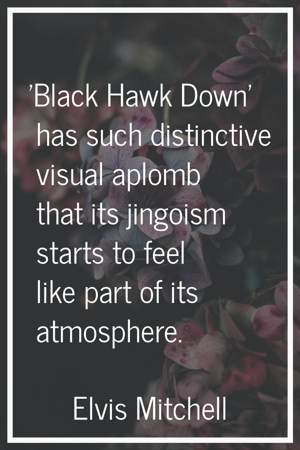 'Black Hawk Down' has such distinctive visual aplomb that its jingoism starts to feel like part of 