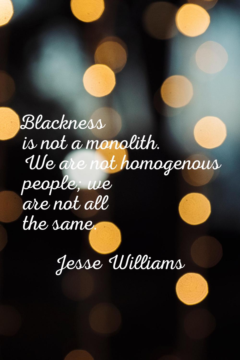 Blackness is not a monolith. We are not homogenous people; we are not all the same.
