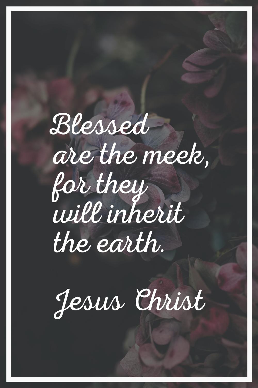 Blessed are the meek, for they will inherit the earth.