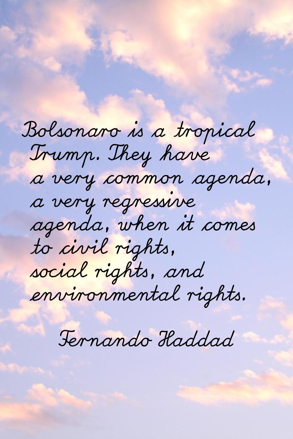 Bolsonaro is a tropical Trump. They have a very common agenda, a very regressive agenda, when it co