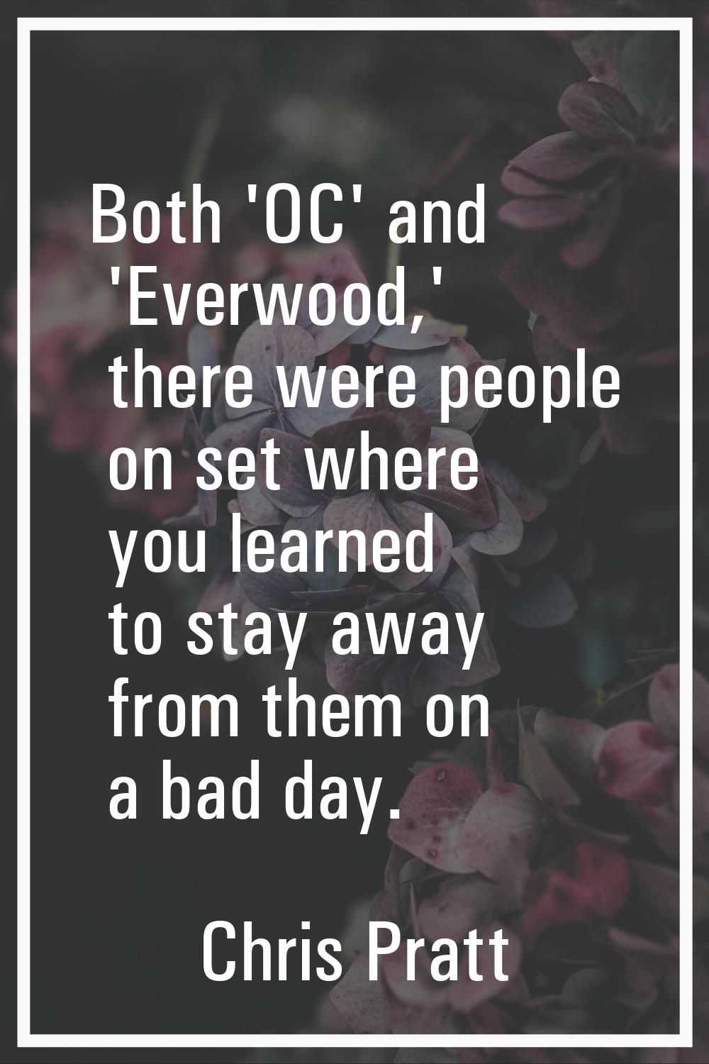 Both 'OC' and 'Everwood,' there were people on set where you learned to stay away from them on a ba