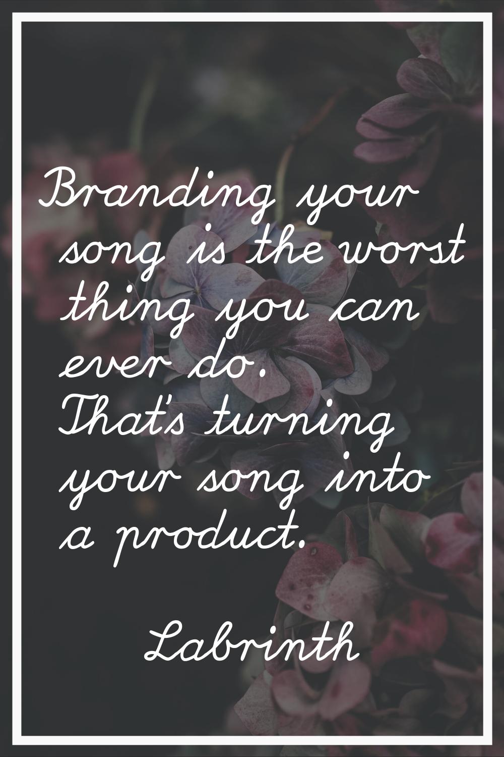 Branding your song is the worst thing you can ever do. That's turning your song into a product.