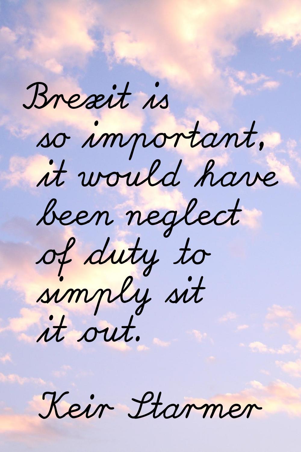Brexit is so important, it would have been neglect of duty to simply sit it out.