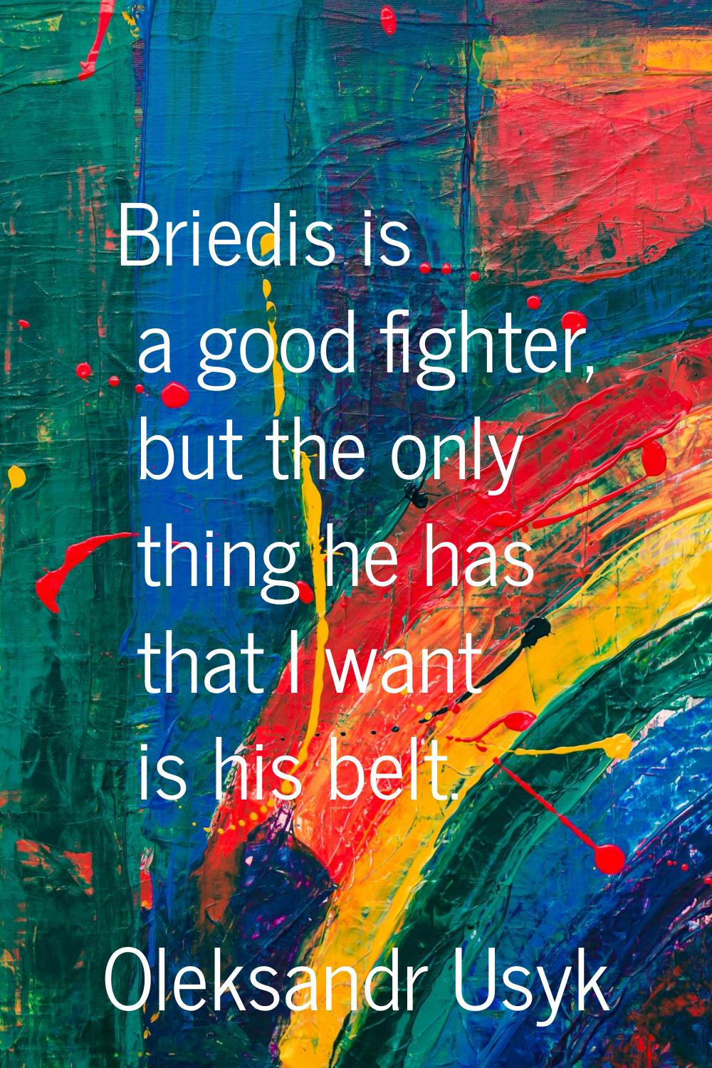Briedis is a good fighter, but the only thing he has that I want is his belt.