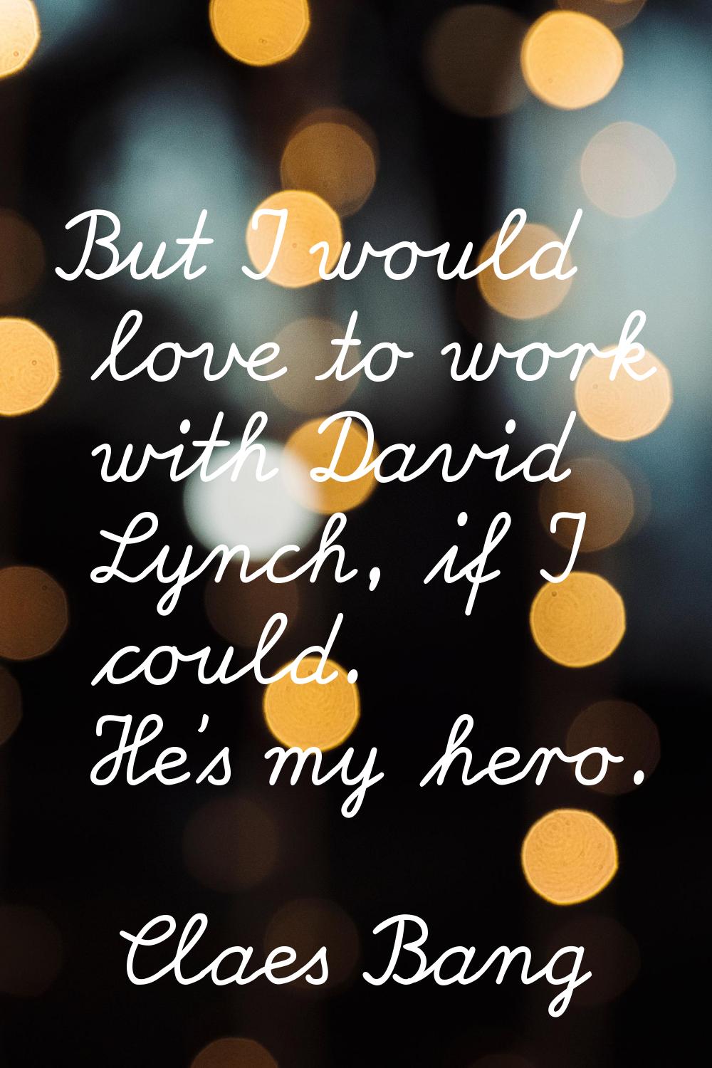 But I would love to work with David Lynch, if I could. He's my hero.