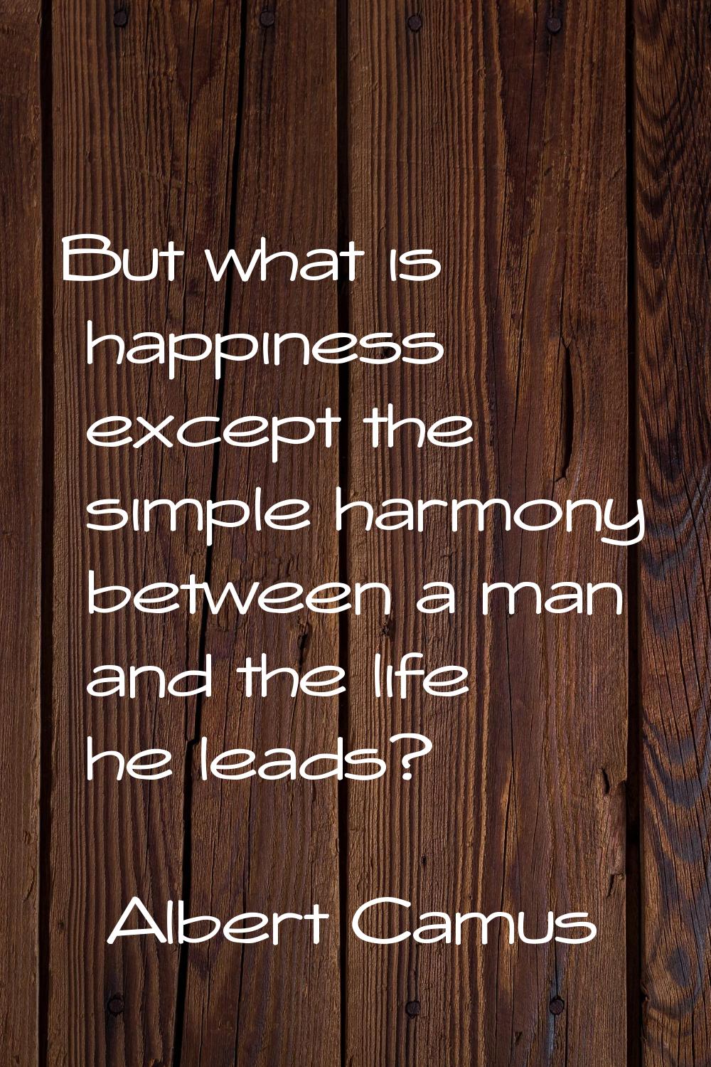 But what is happiness except the simple harmony between a man and the life he leads?
