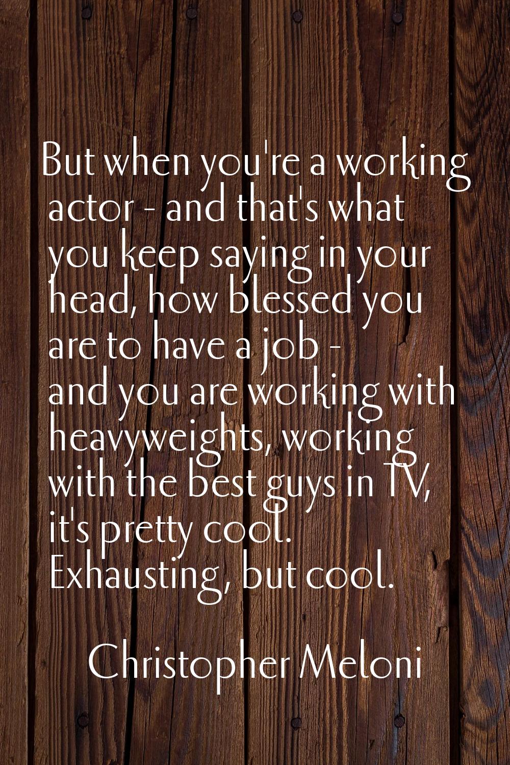 But when you're a working actor - and that's what you keep saying in your head, how blessed you are