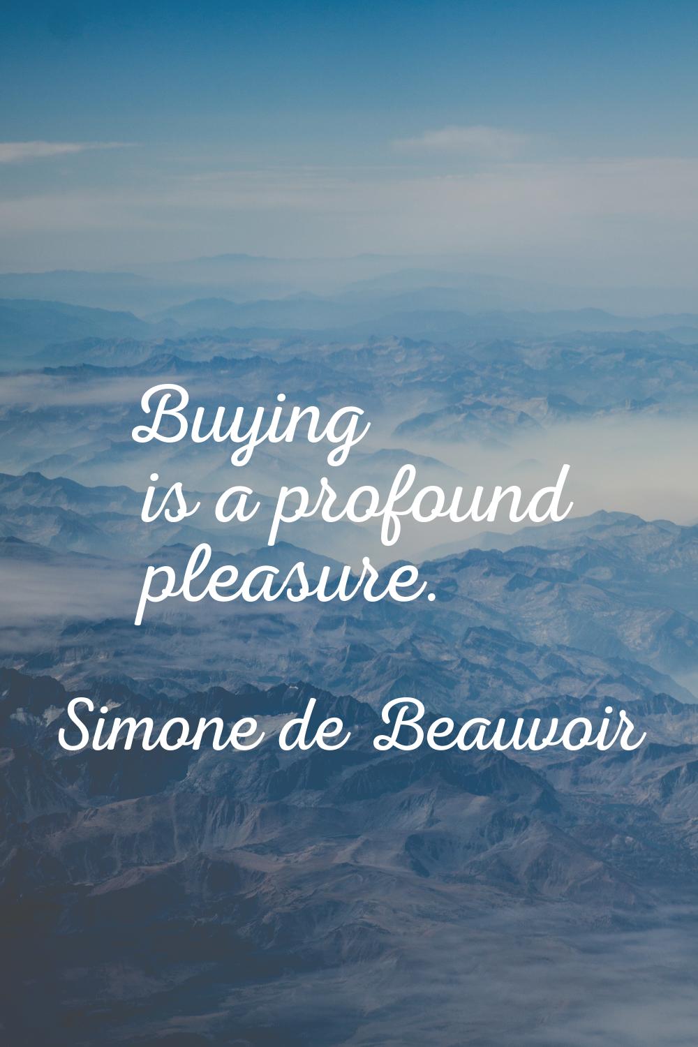 Buying is a profound pleasure.