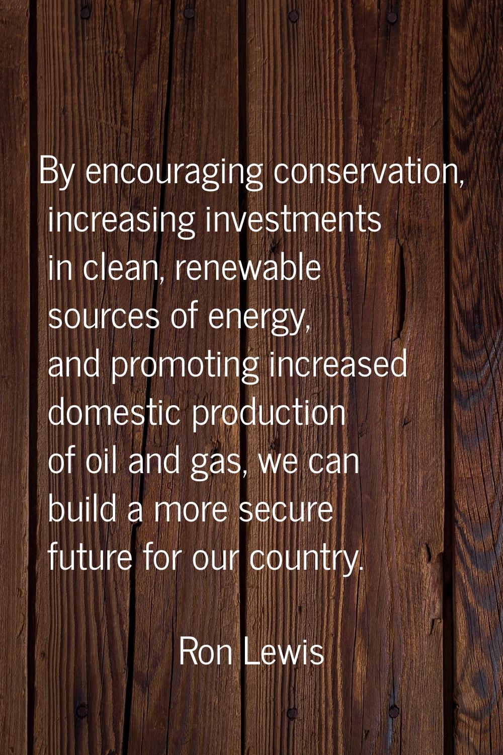 By encouraging conservation, increasing investments in clean, renewable sources of energy, and prom