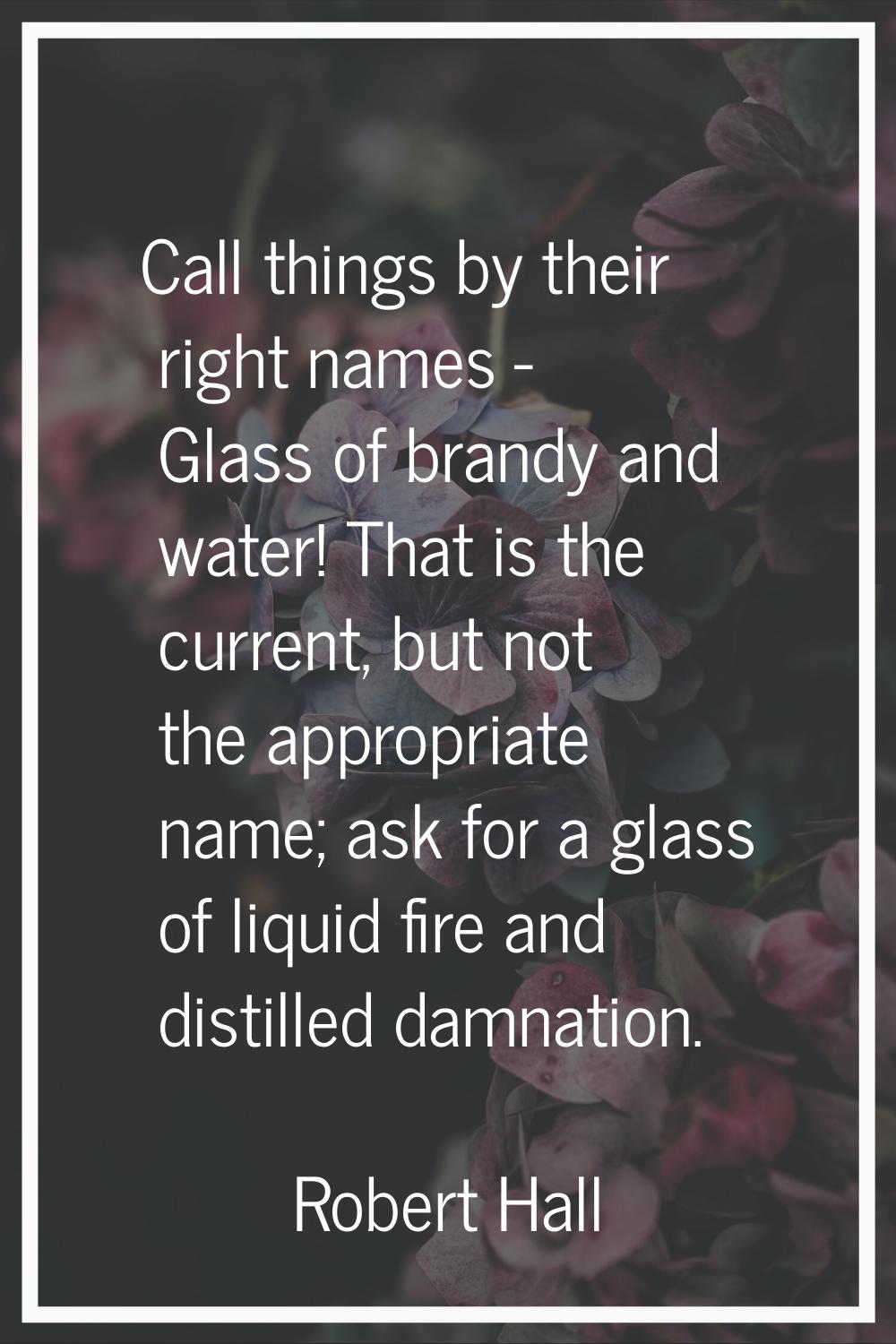 Call things by their right names - Glass of brandy and water! That is the current, but not the appr