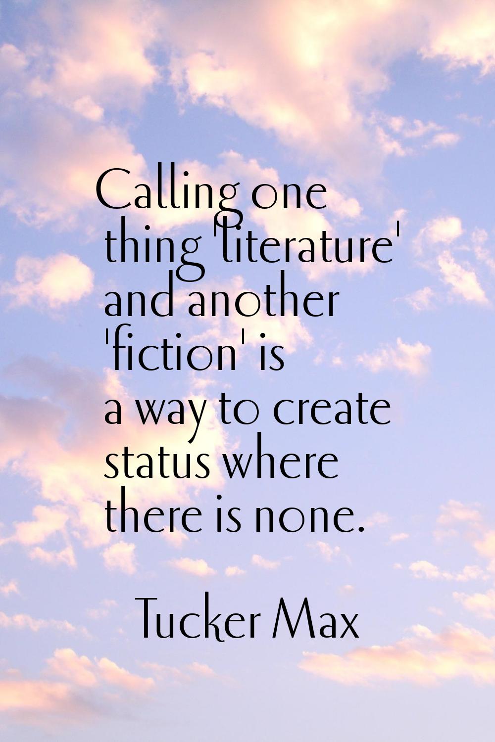 Calling one thing 'literature' and another 'fiction' is a way to create status where there is none.