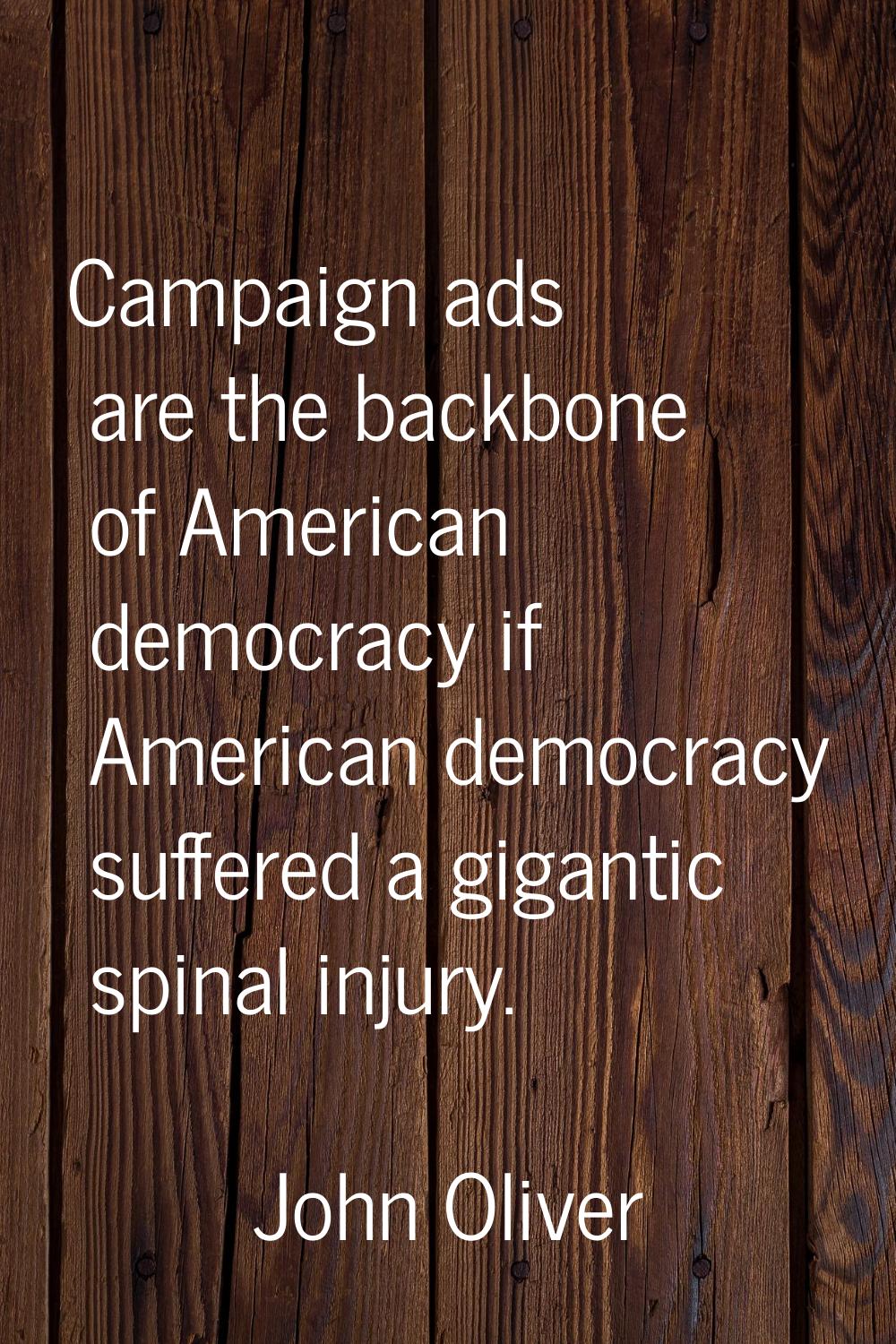 Campaign ads are the backbone of American democracy if American democracy suffered a gigantic spina