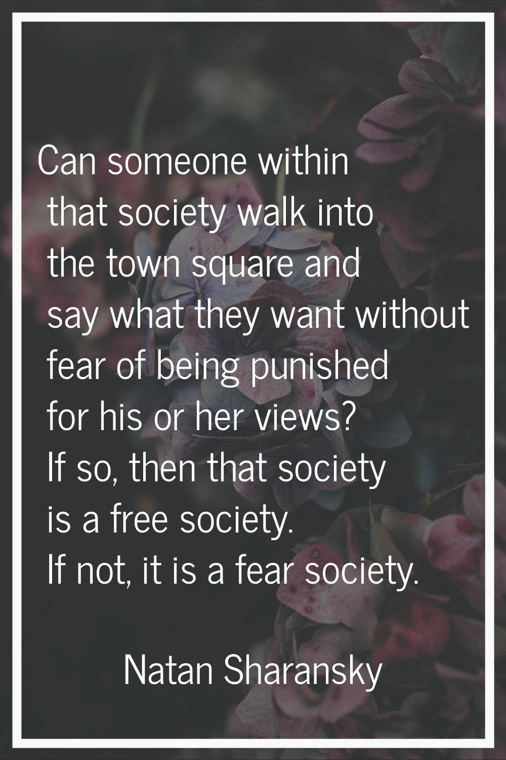 Can someone within that society walk into the town square and say what they want without fear of be