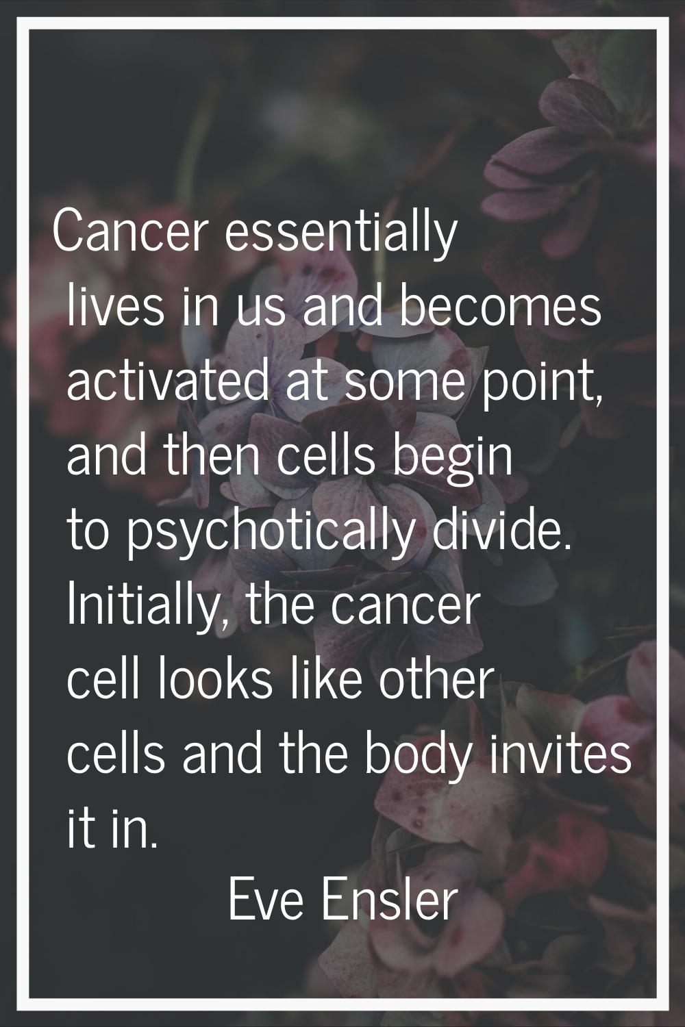 Cancer essentially lives in us and becomes activated at some point, and then cells begin to psychot