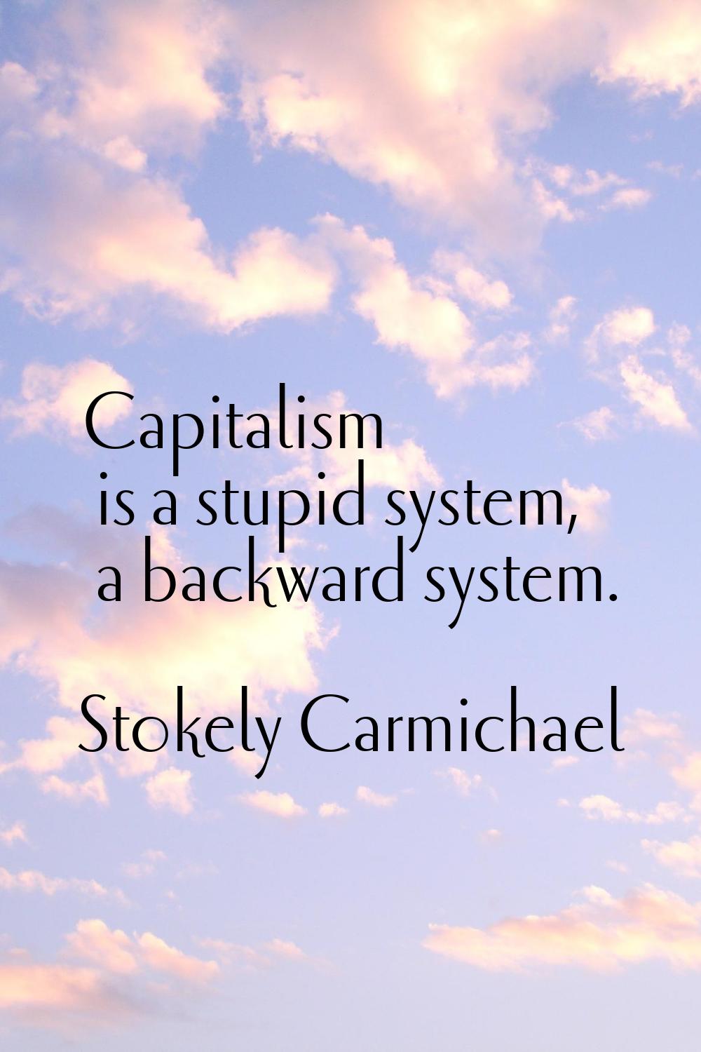 Capitalism is a stupid system, a backward system.