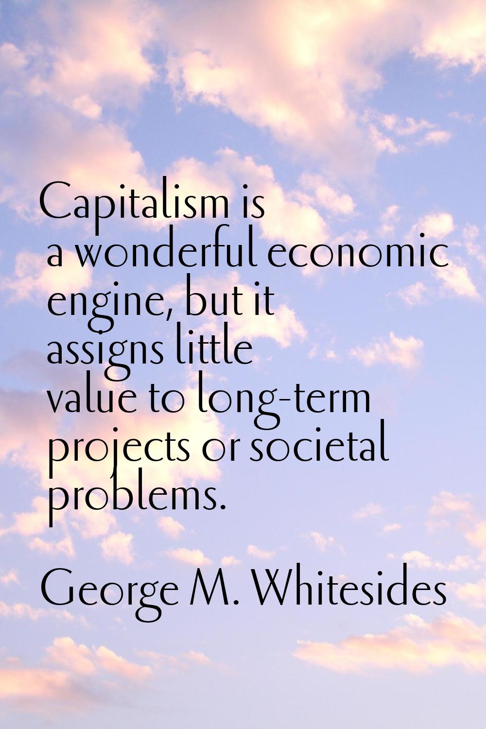 Capitalism is a wonderful economic engine, but it assigns little value to long-term projects or soc