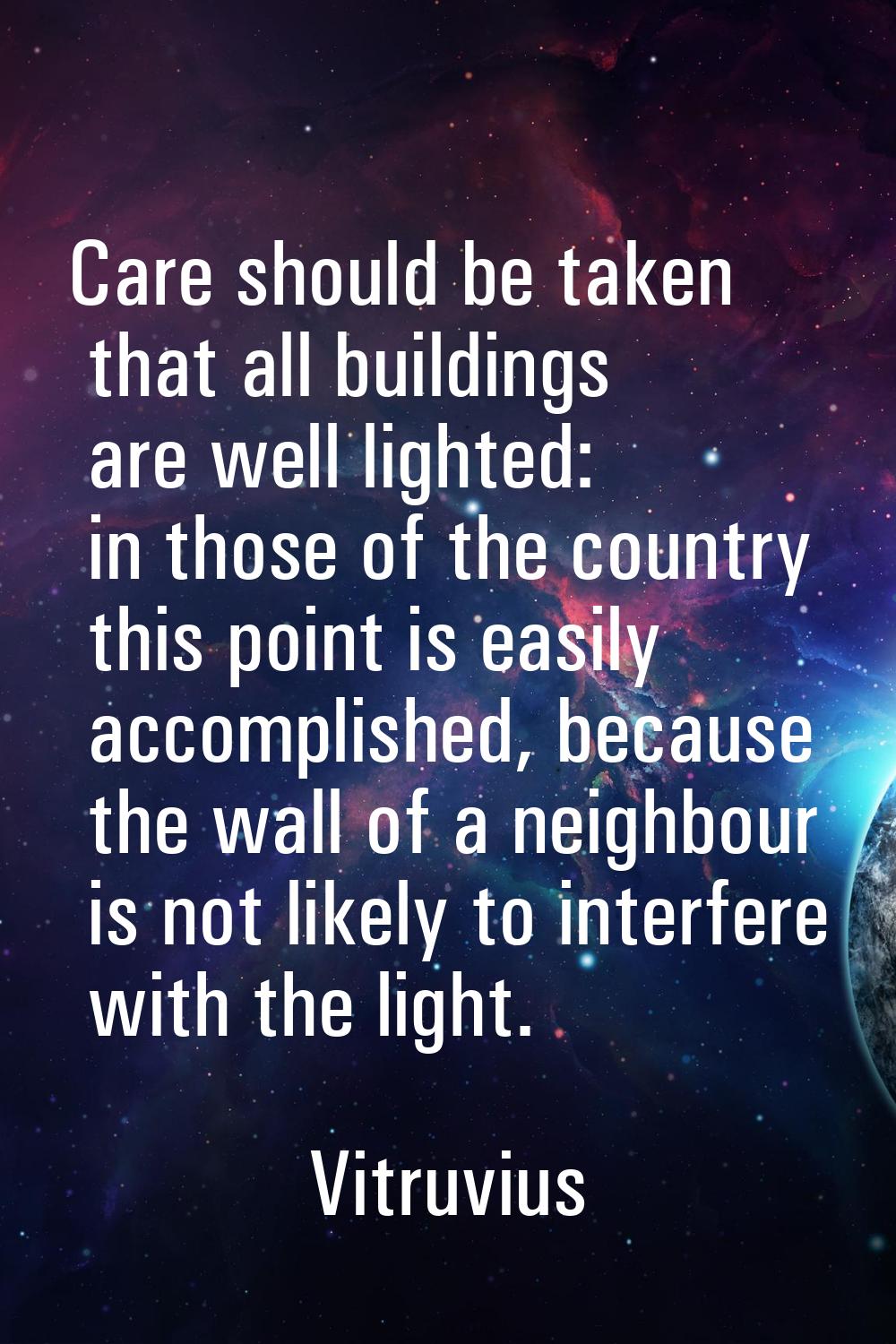 Care should be taken that all buildings are well lighted: in those of the country this point is eas