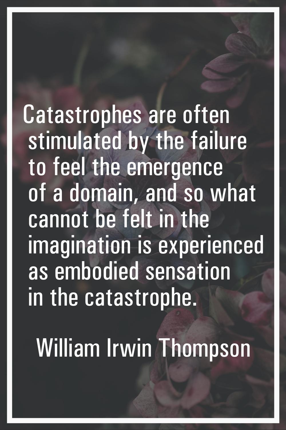 Catastrophes are often stimulated by the failure to feel the emergence of a domain, and so what can
