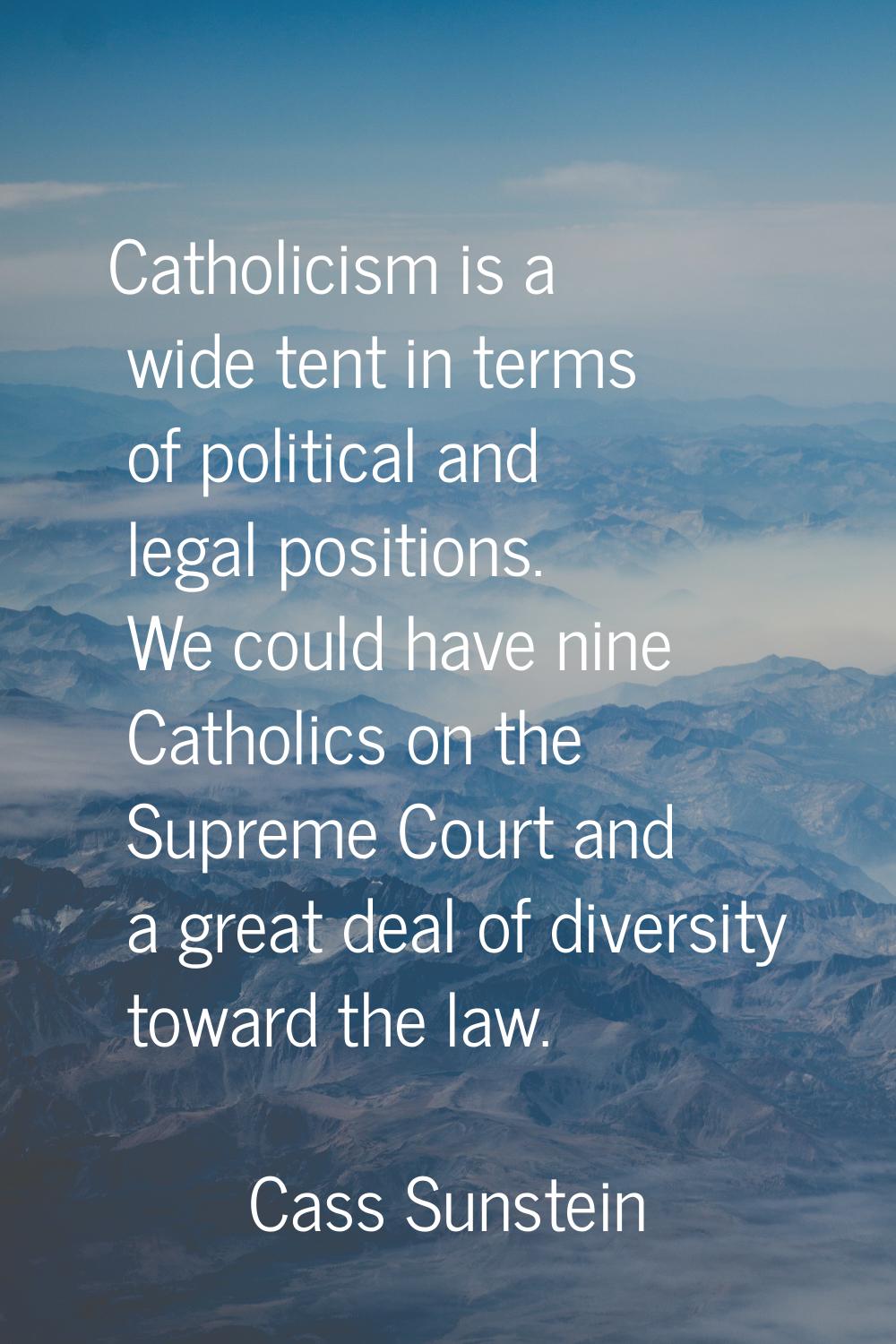 Catholicism is a wide tent in terms of political and legal positions. We could have nine Catholics 