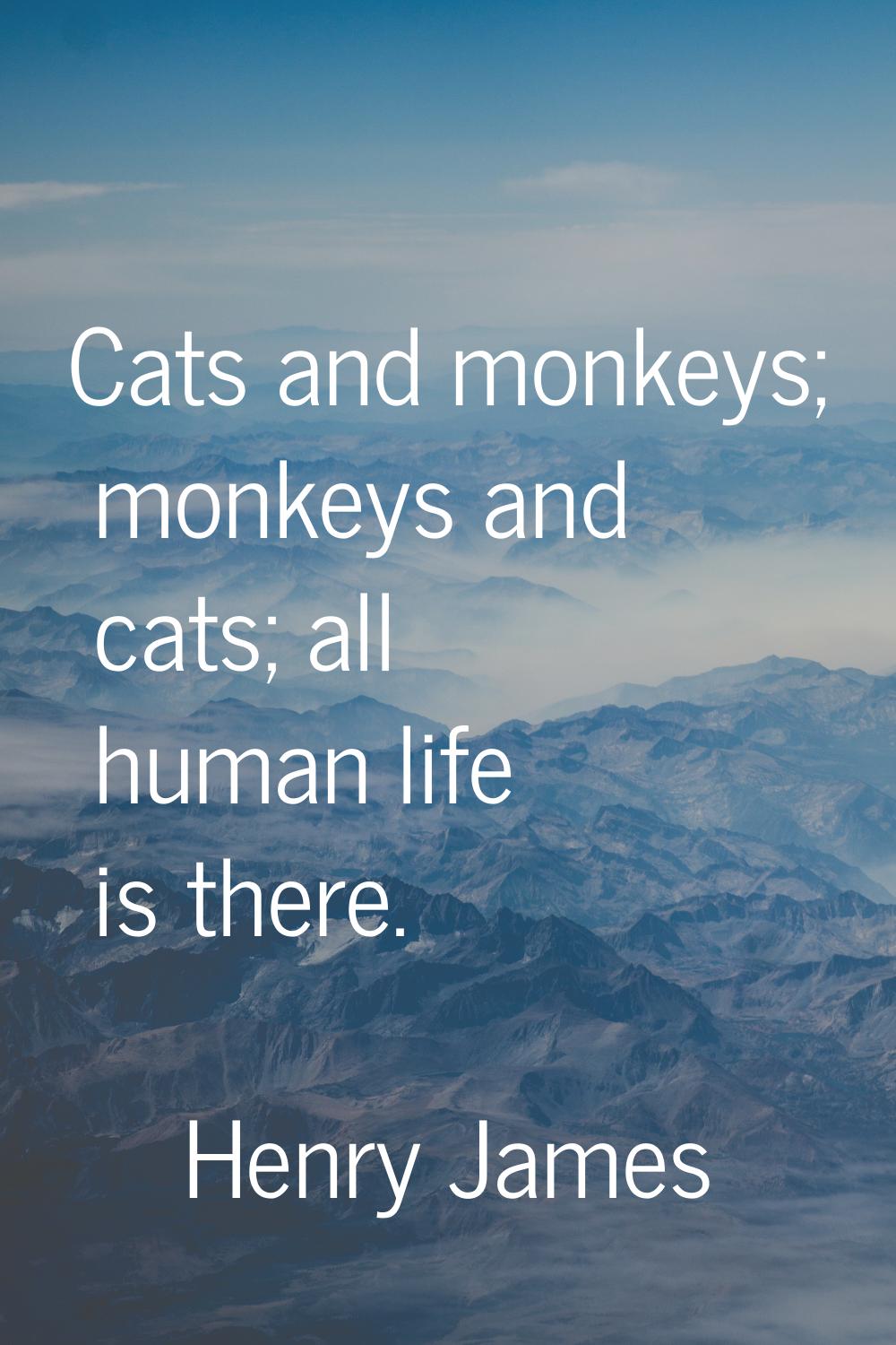 Cats and monkeys; monkeys and cats; all human life is there.