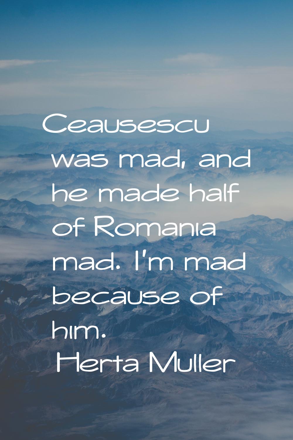 Ceausescu was mad, and he made half of Romania mad. I'm mad because of him.
