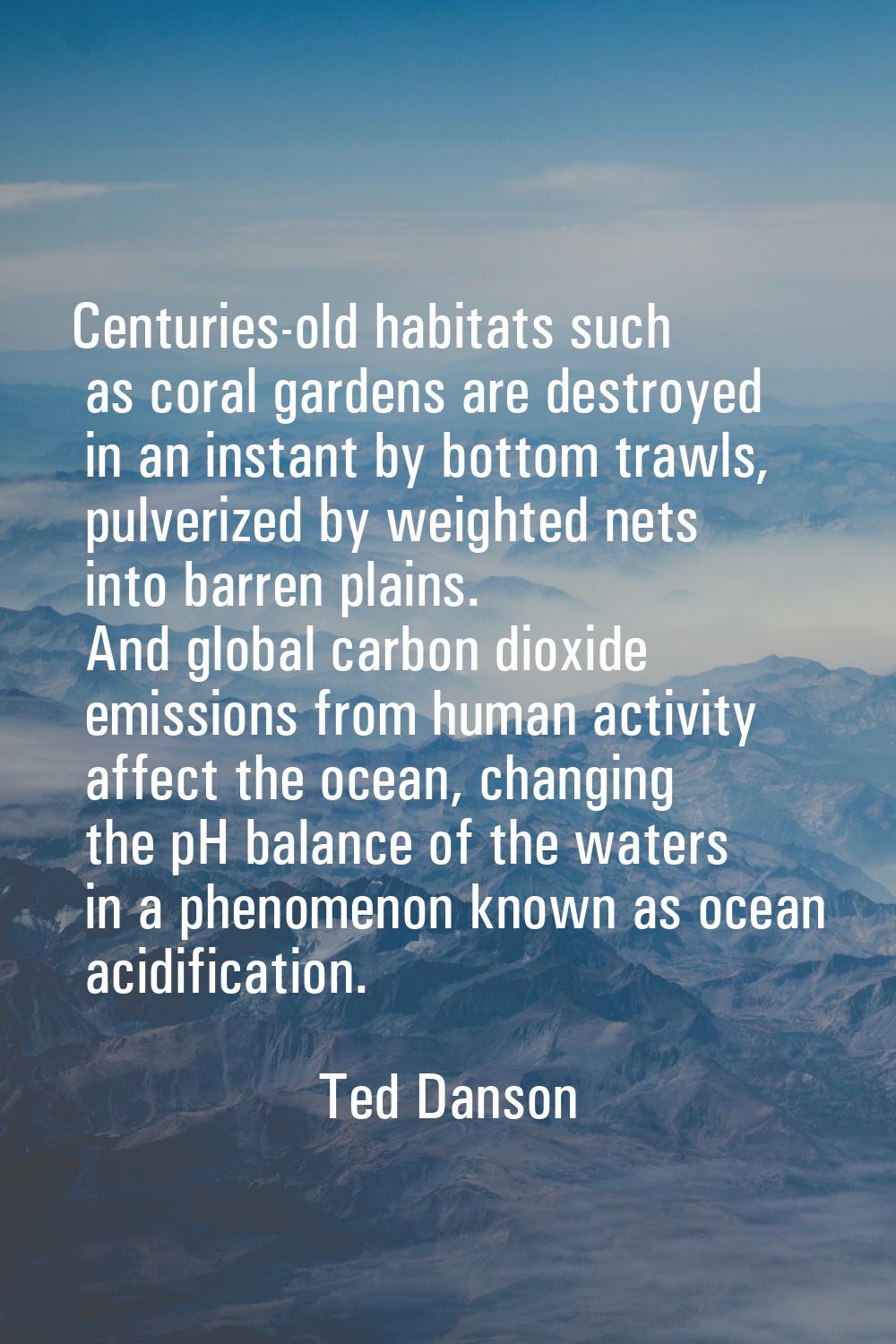 Centuries-old habitats such as coral gardens are destroyed in an instant by bottom trawls, pulveriz