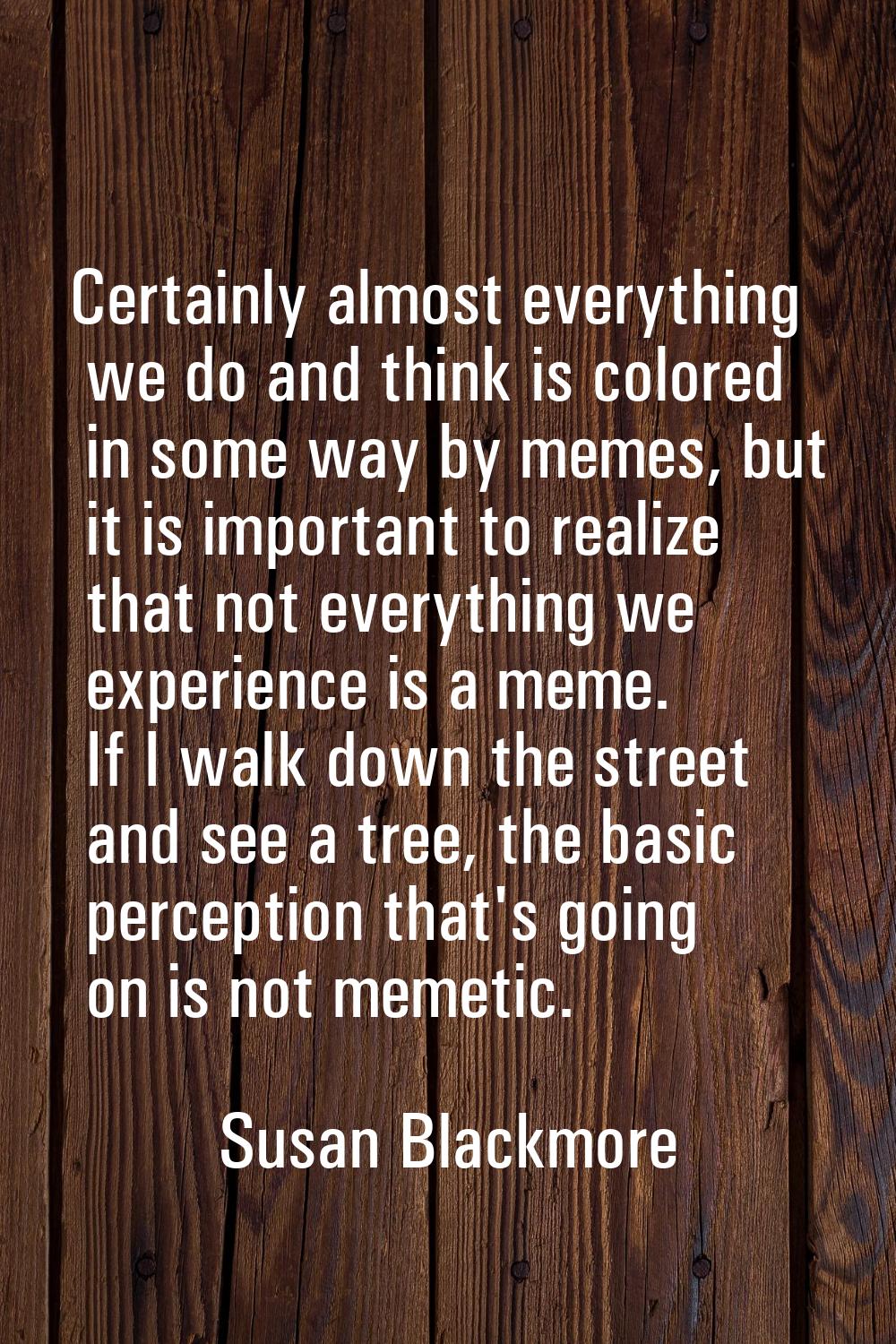 Certainly almost everything we do and think is colored in some way by memes, but it is important to