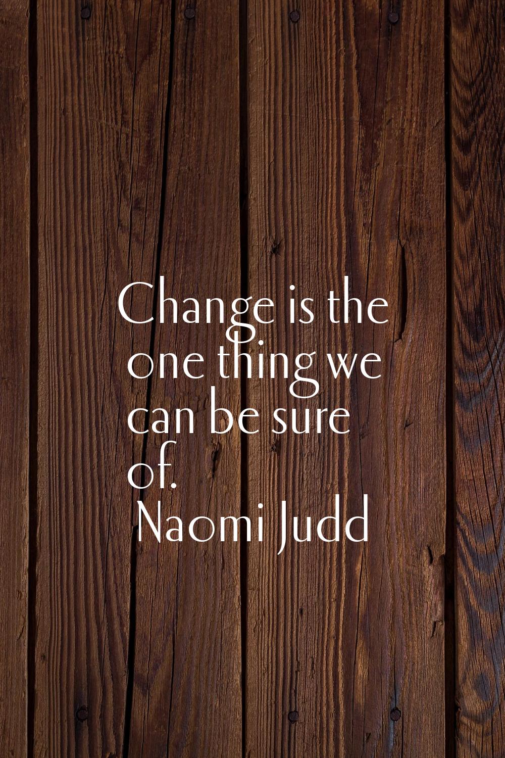 Change is the one thing we can be sure of.