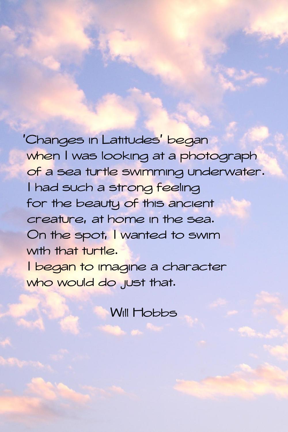 'Changes in Latitudes' began when I was looking at a photograph of a sea turtle swimming underwater