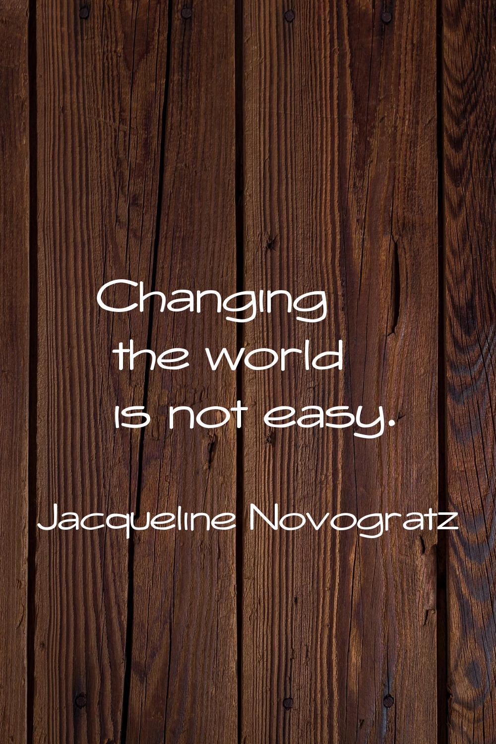 Changing the world is not easy.