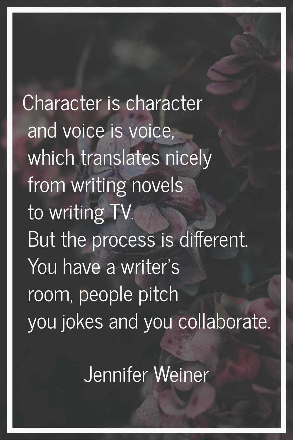 Character is character and voice is voice, which translates nicely from writing novels to writing T