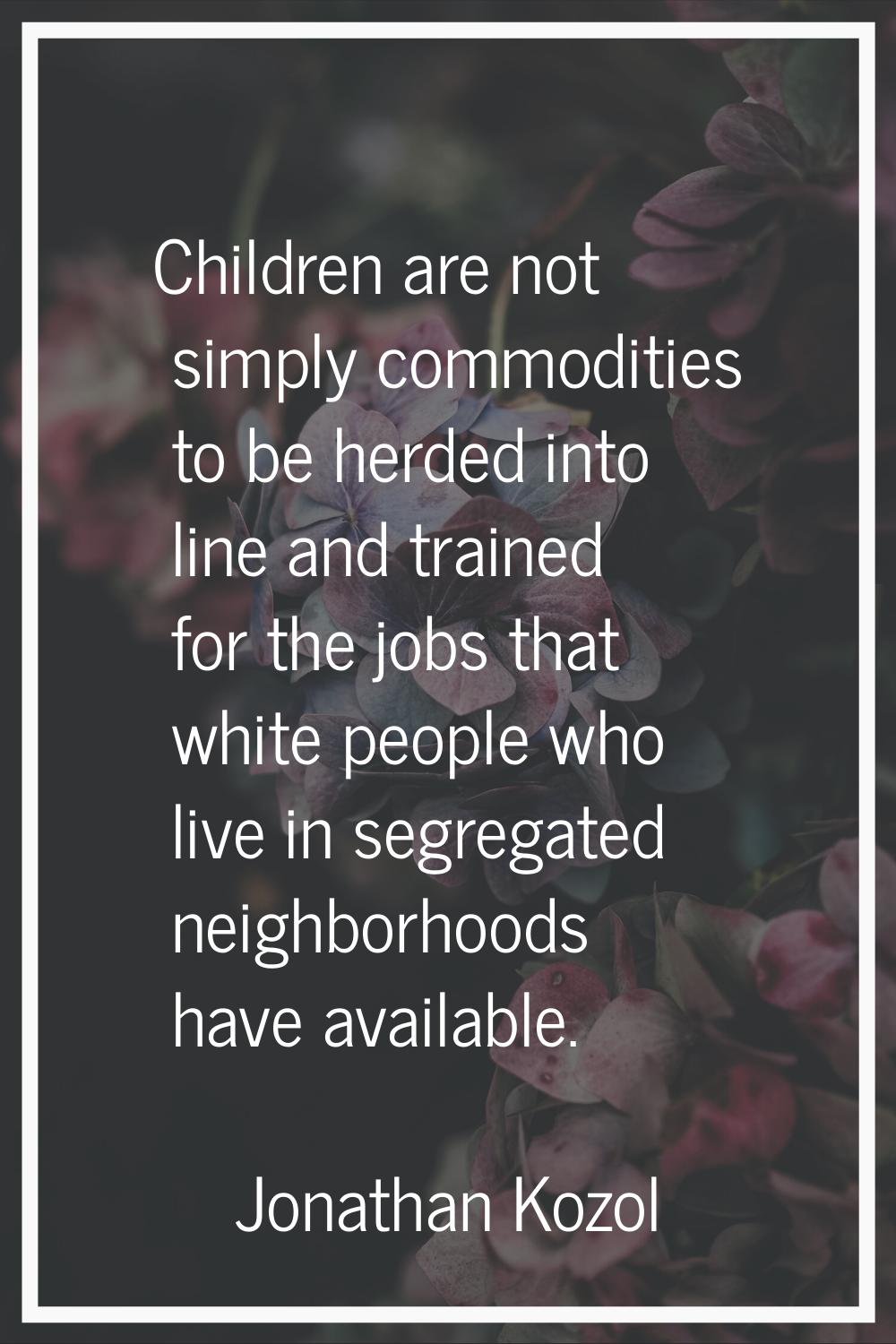 Children are not simply commodities to be herded into line and trained for the jobs that white peop