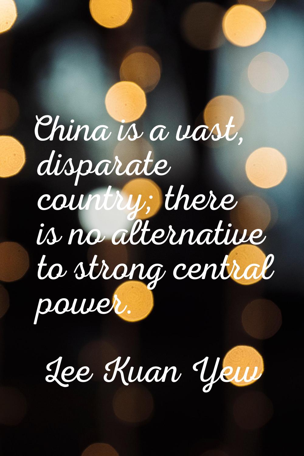 China is a vast, disparate country; there is no alternative to strong central power.