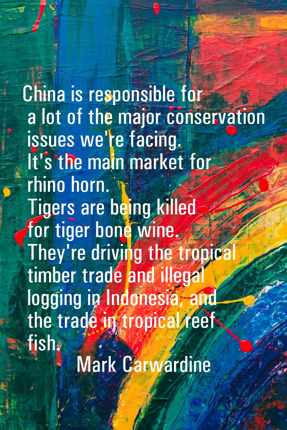China is responsible for a lot of the major conservation issues we're facing. It's the main market 