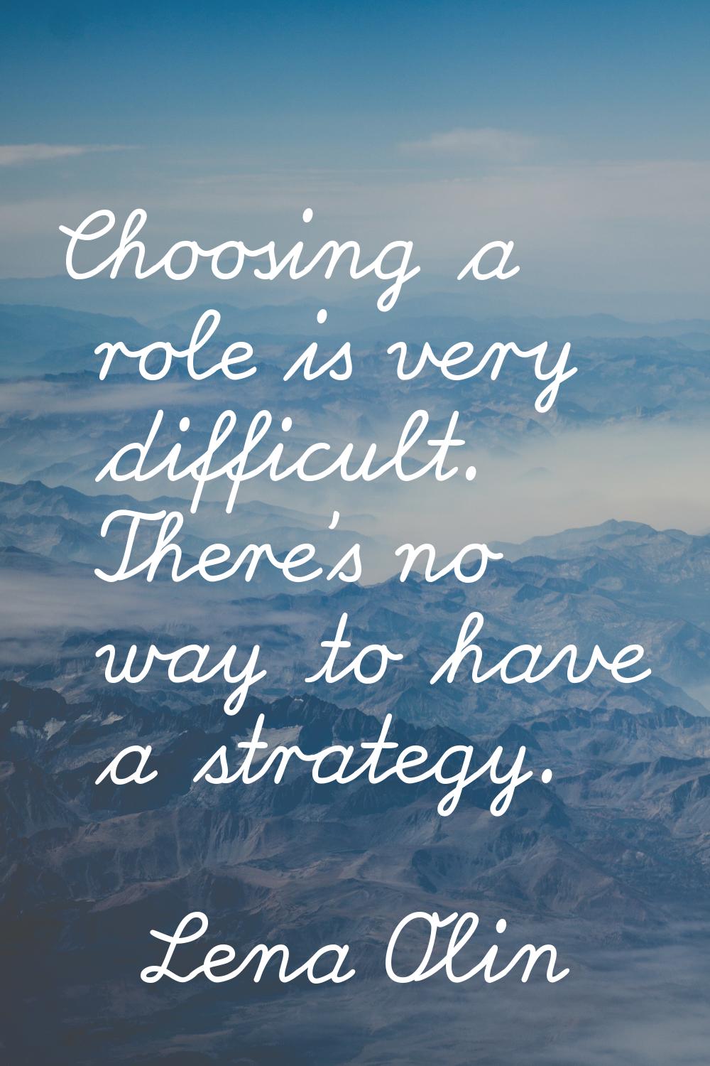 Choosing a role is very difficult. There's no way to have a strategy.