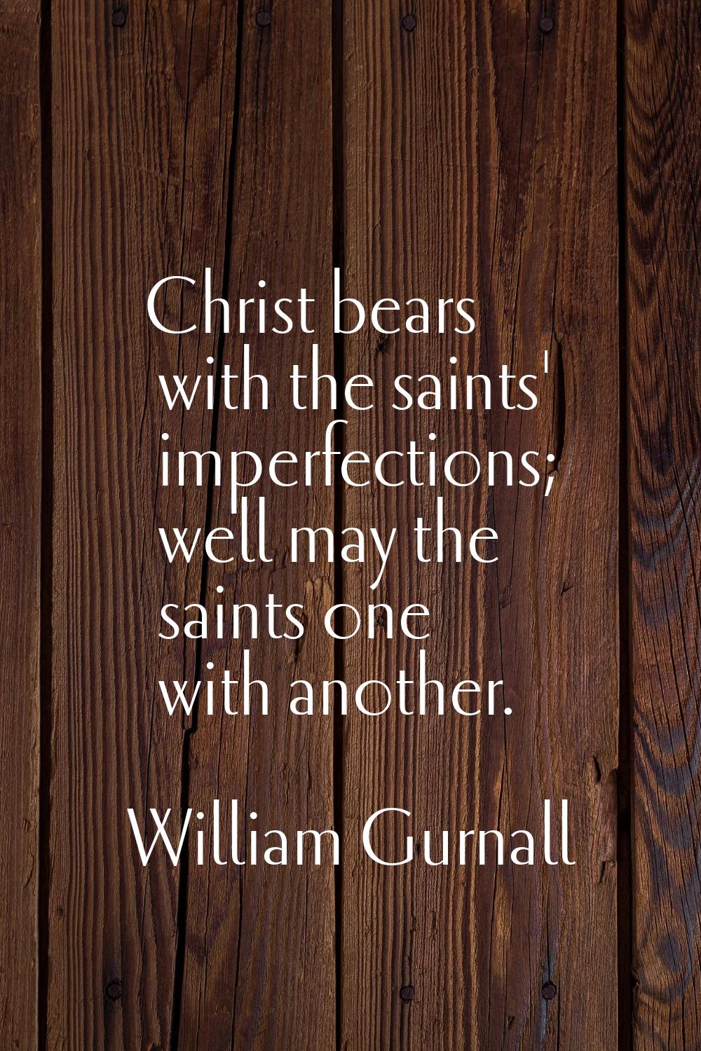 Christ bears with the saints' imperfections; well may the saints one with another.