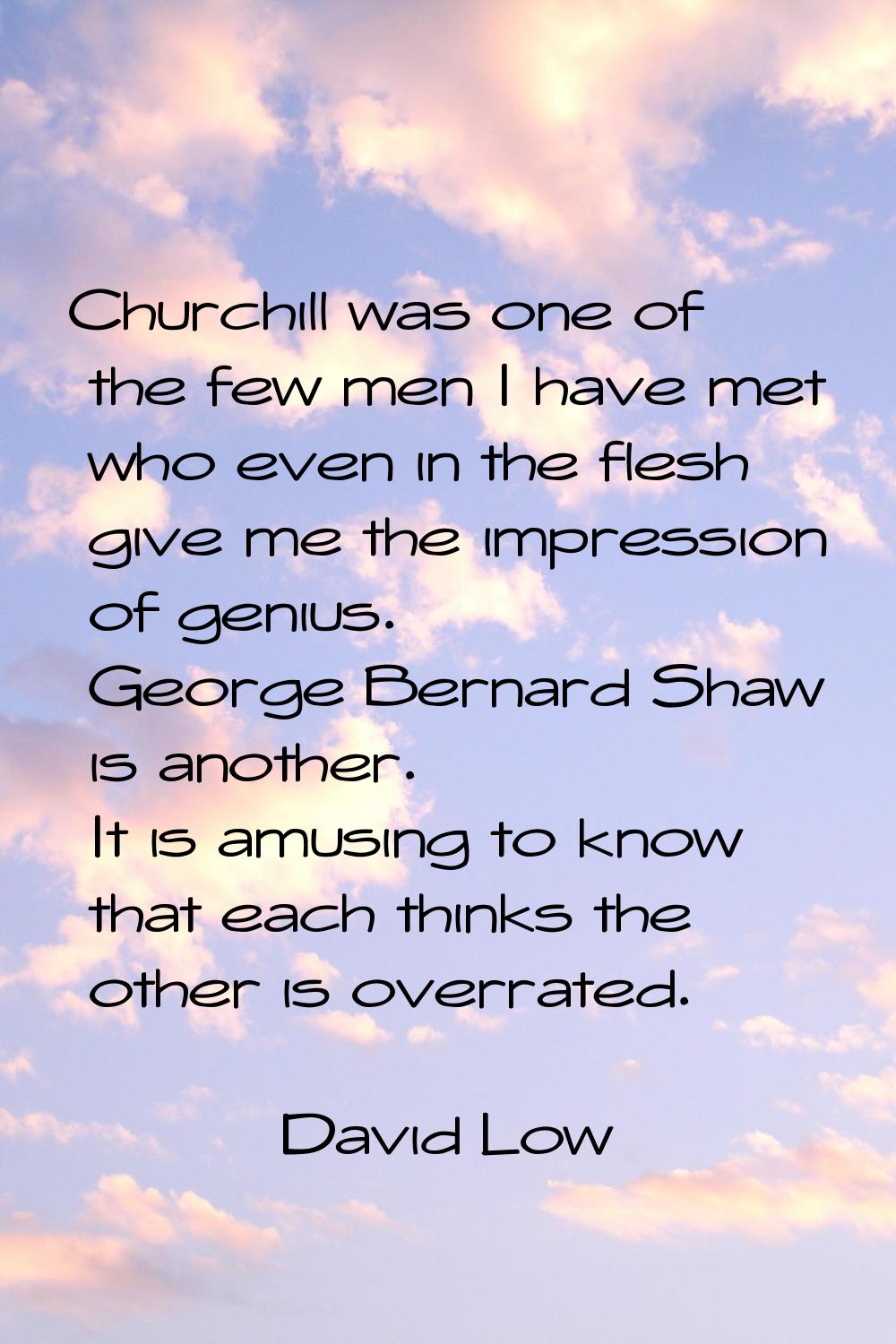 Churchill was one of the few men I have met who even in the flesh give me the impression of genius.