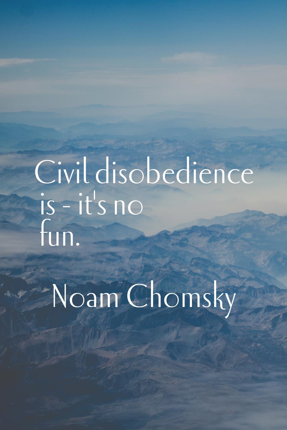 Civil disobedience is - it's no fun.