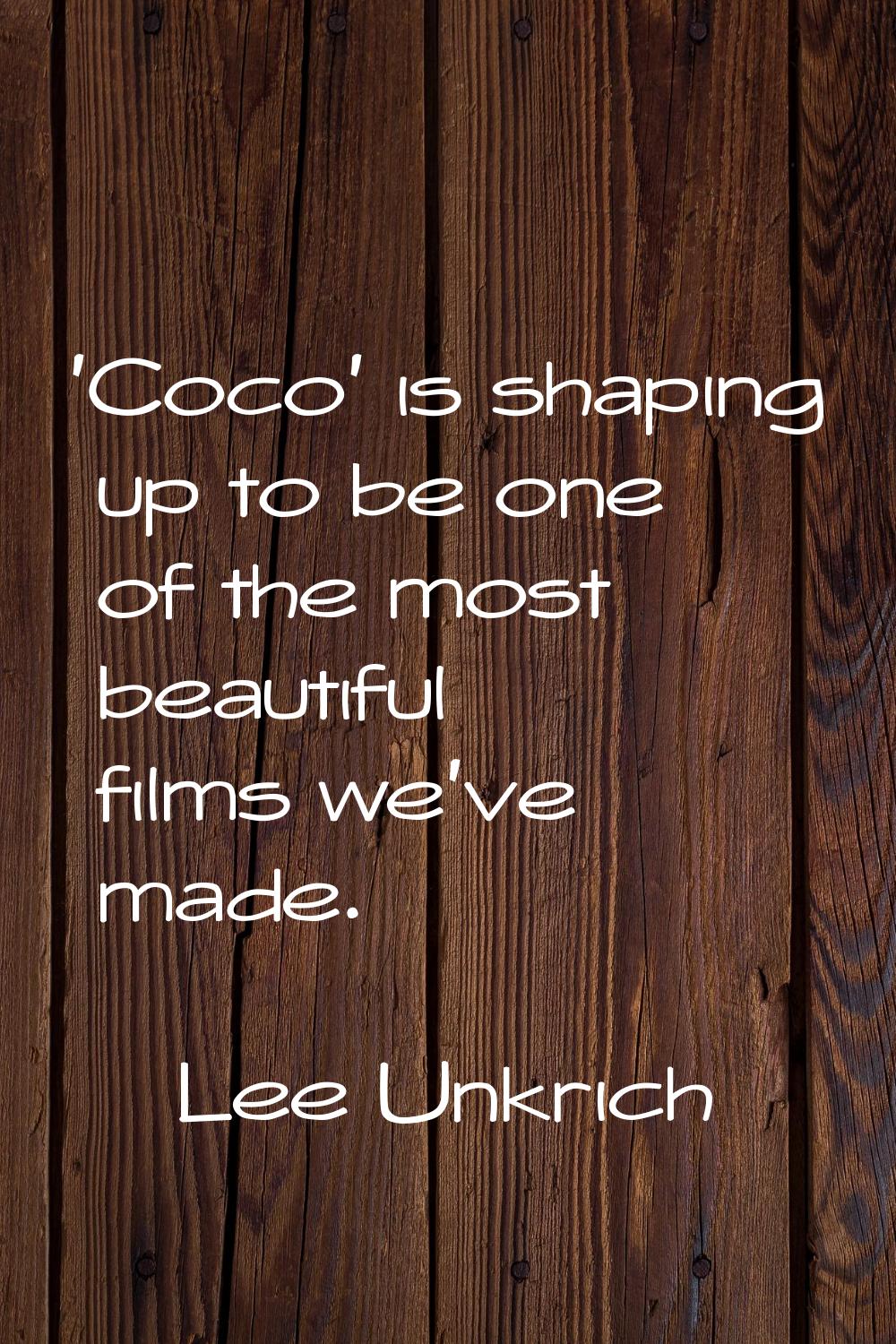 'Coco' is shaping up to be one of the most beautiful films we've made.