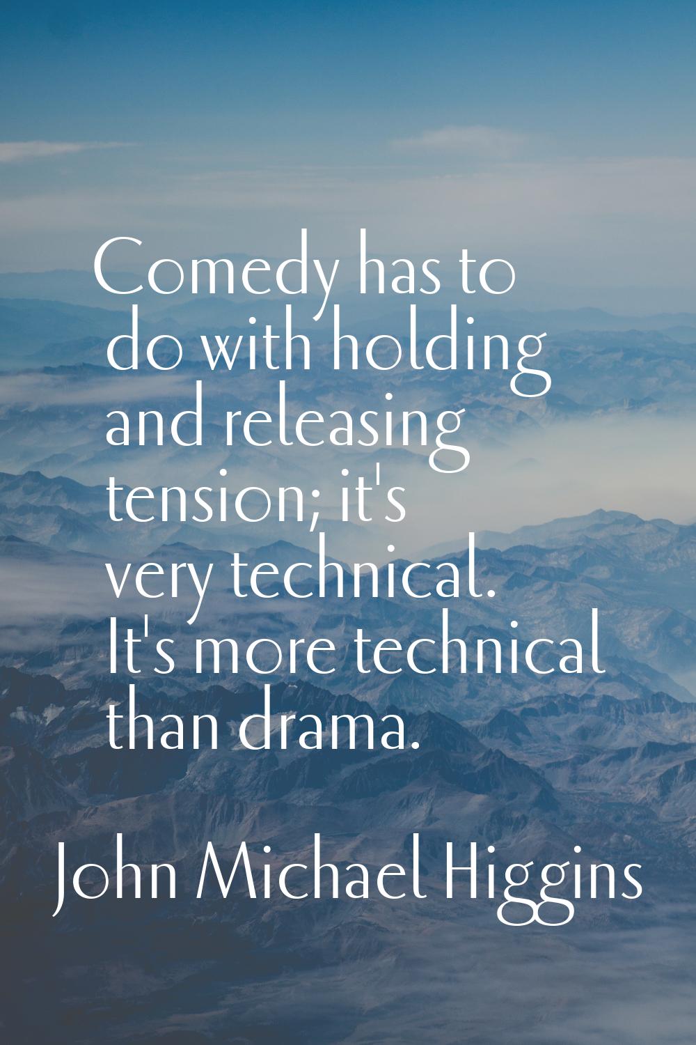 Comedy has to do with holding and releasing tension; it's very technical. It's more technical than 
