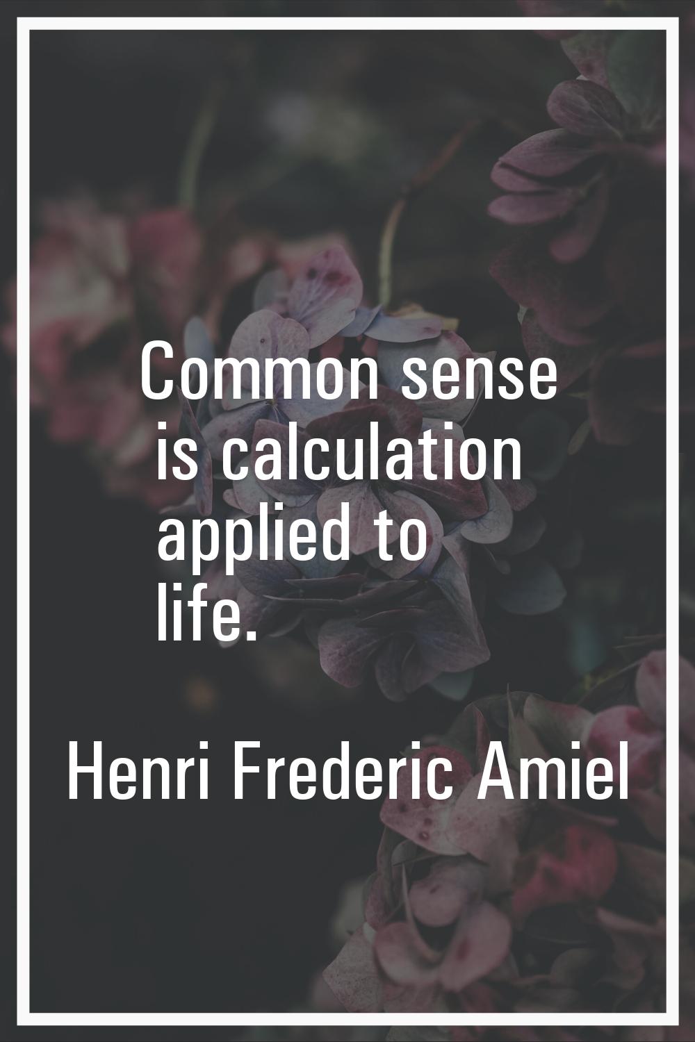 Common sense is calculation applied to life.