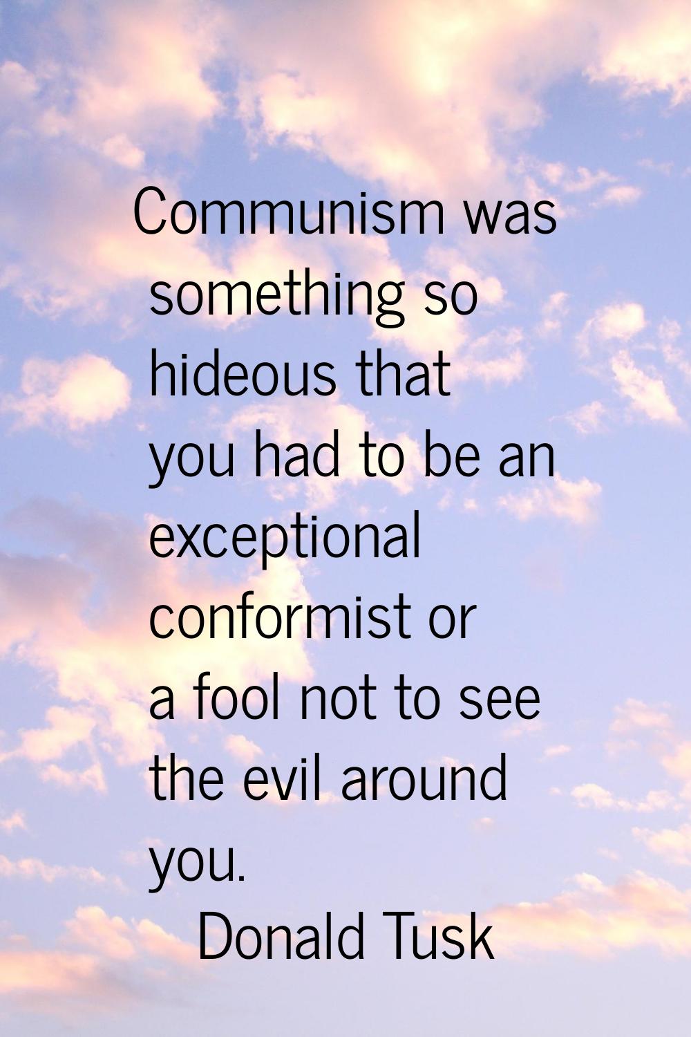 Communism was something so hideous that you had to be an exceptional conformist or a fool not to se