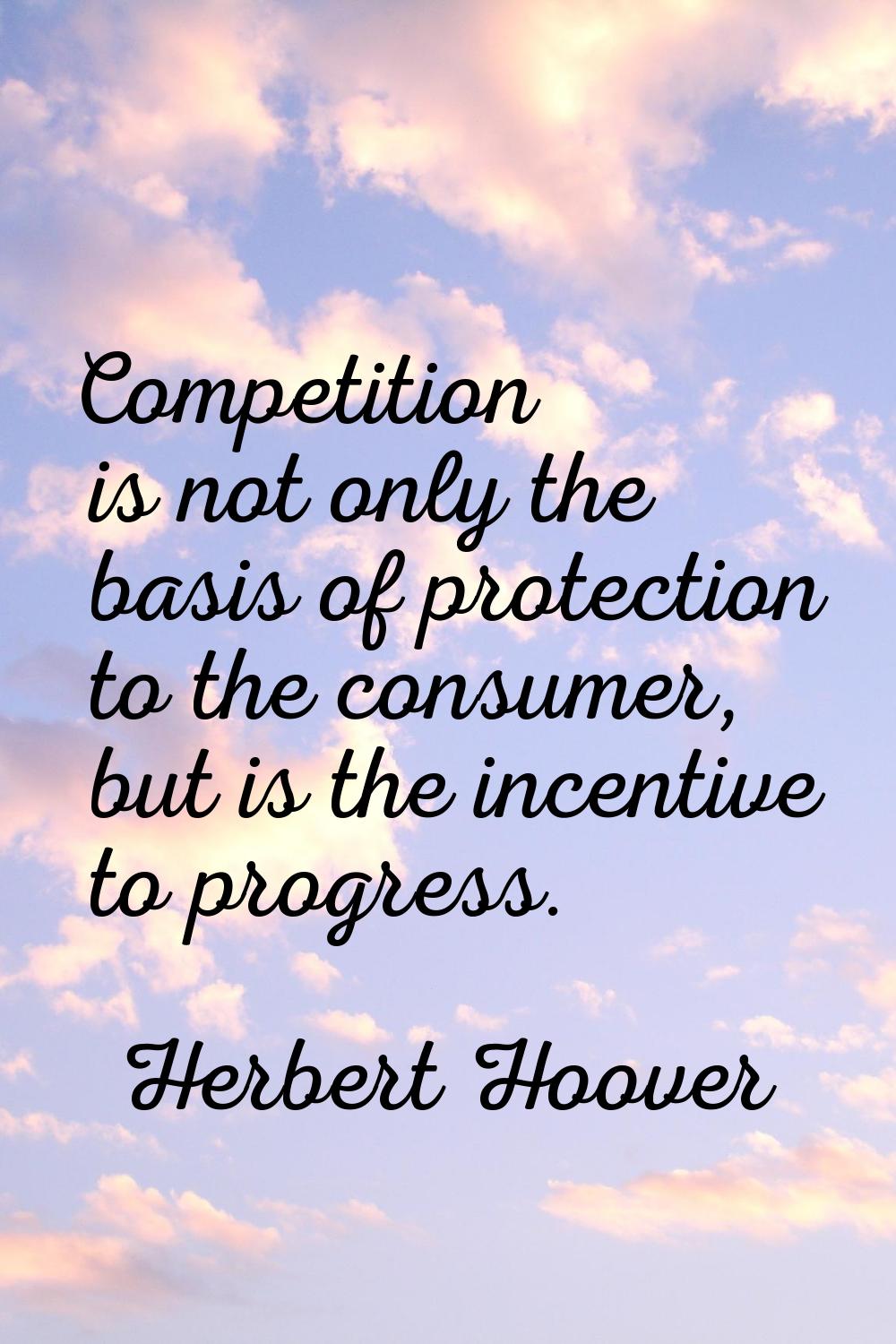 Competition is not only the basis of protection to the consumer, but is the incentive to progress.