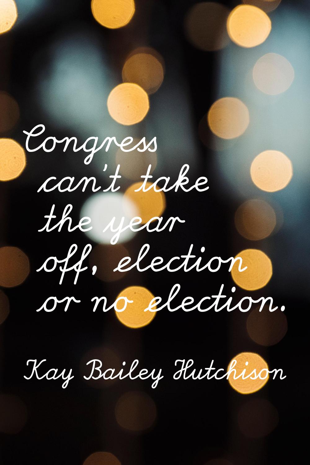 Congress can't take the year off, election or no election.