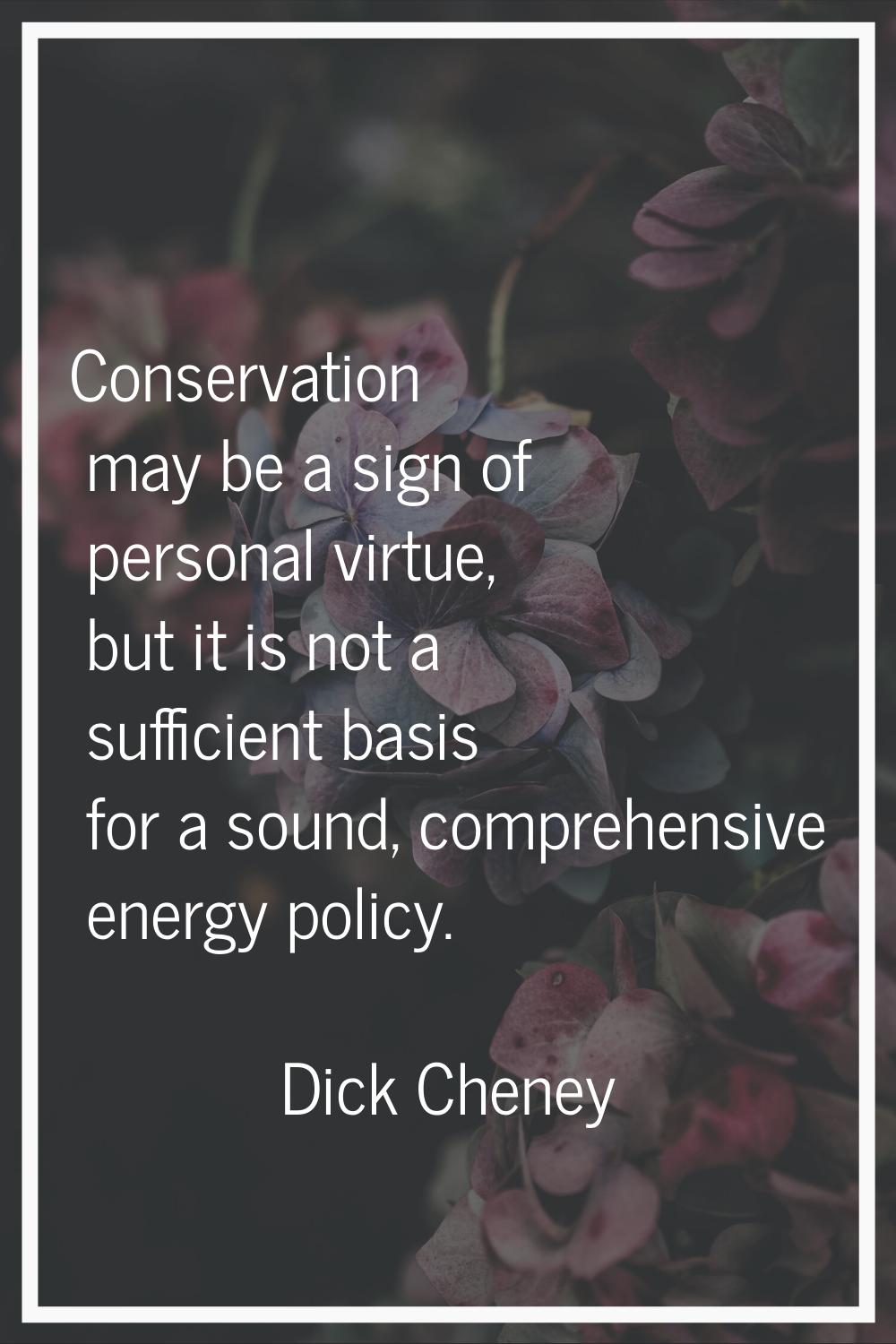Conservation may be a sign of personal virtue, but it is not a sufficient basis for a sound, compre