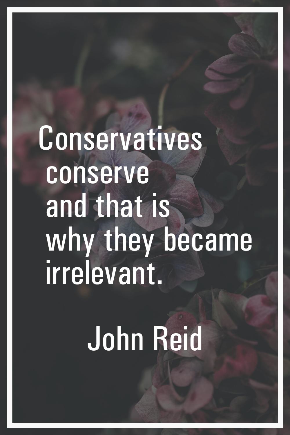 Conservatives conserve and that is why they became irrelevant.
