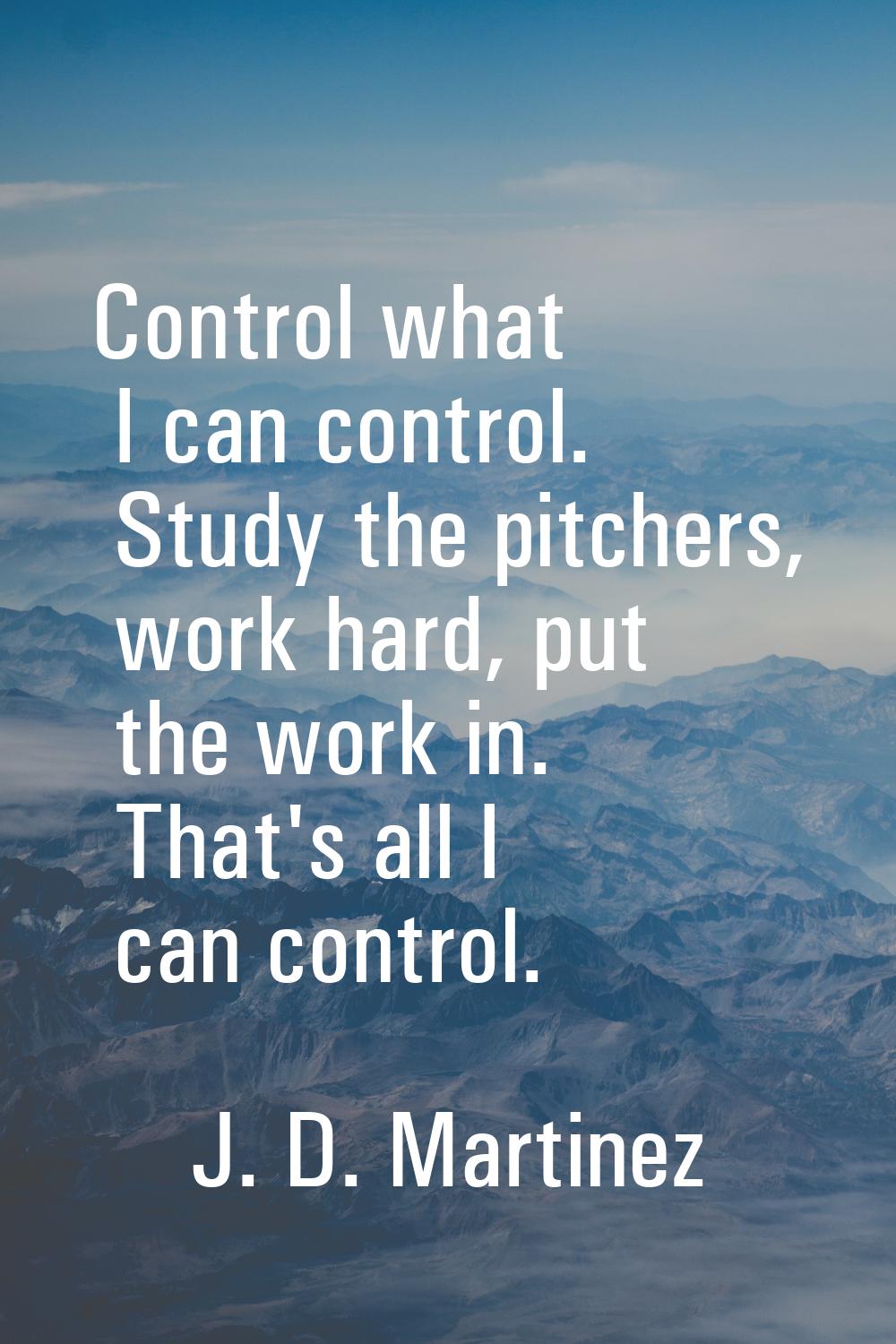 Control what I can control. Study the pitchers, work hard, put the work in. That's all I can contro